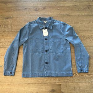 Knickerbocker NYC. French Blue Herringbone Chore Shirt. Size Medium.